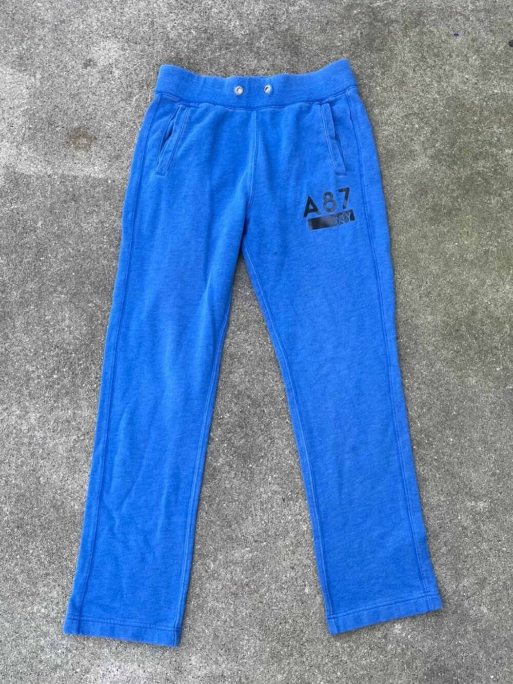 Y2K Style Aeropostale Track Pants Women's M Blue Logo Straight Leg Baggy Cotton